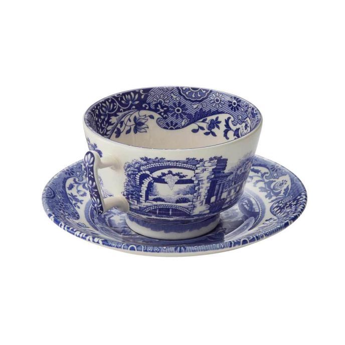 Spode Blue Italian - Breakfast Cup & Saucer (Set of 4)