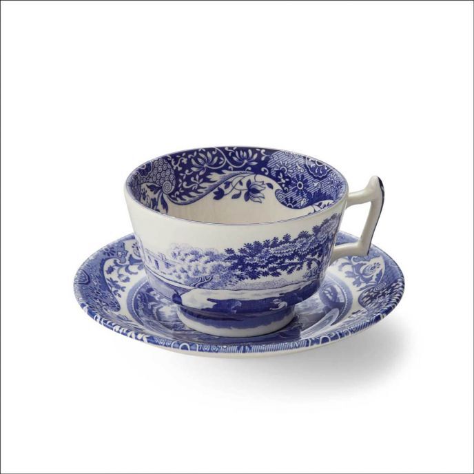 Spode Blue Italian - Breakfast Cup & Saucer (Set of 4)