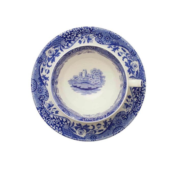 Spode Blue Italian - Breakfast Cup & Saucer (Set of 4)