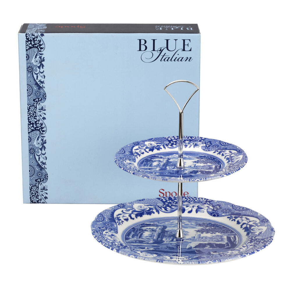 Spode Blue Italian - 2-Tier Cake Stand