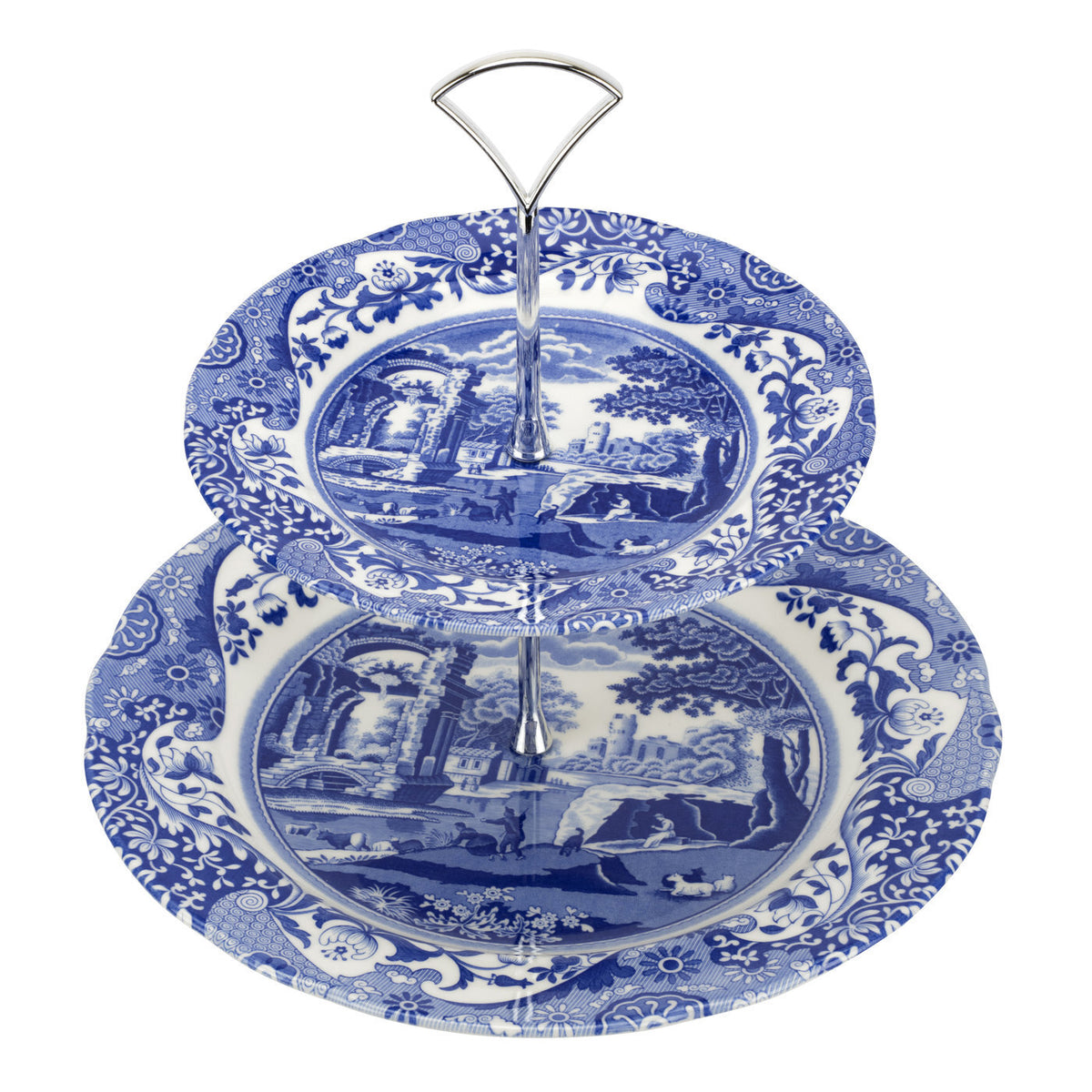 Spode Blue Italian - 2-Tier Cake Stand