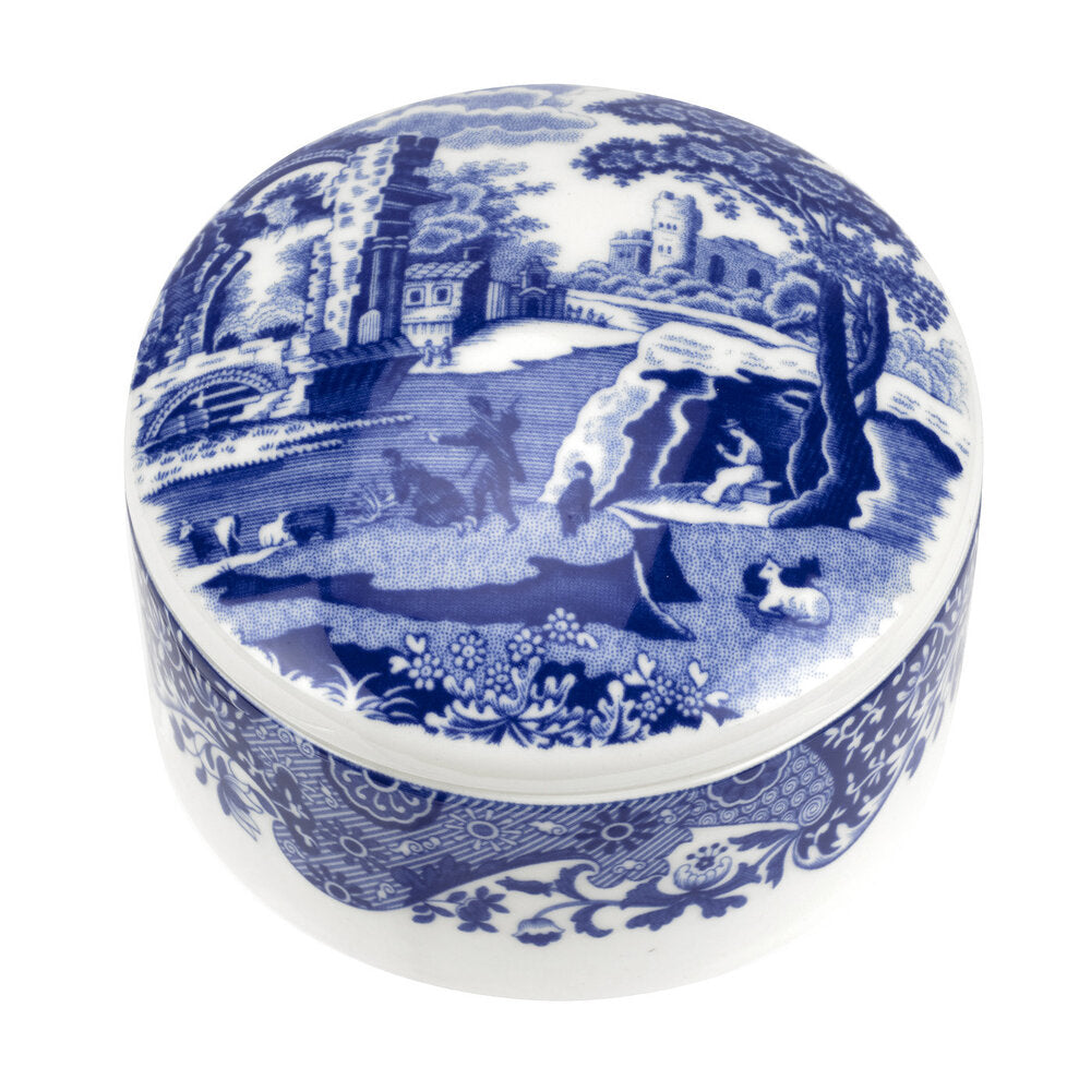 Spode Blue Italian - Round Trinket Box