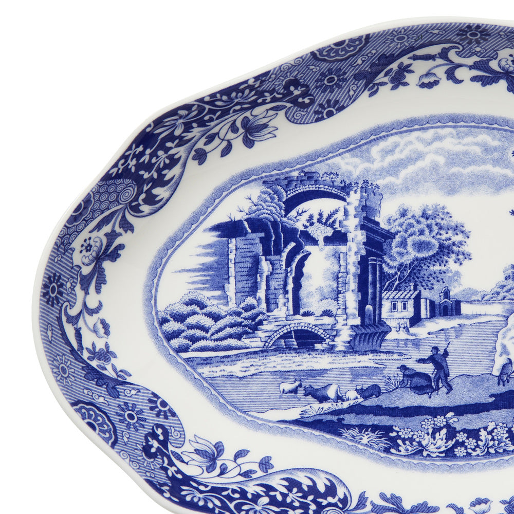 Spode Blue Italian - Fluted Oval Dish - 21.5cm