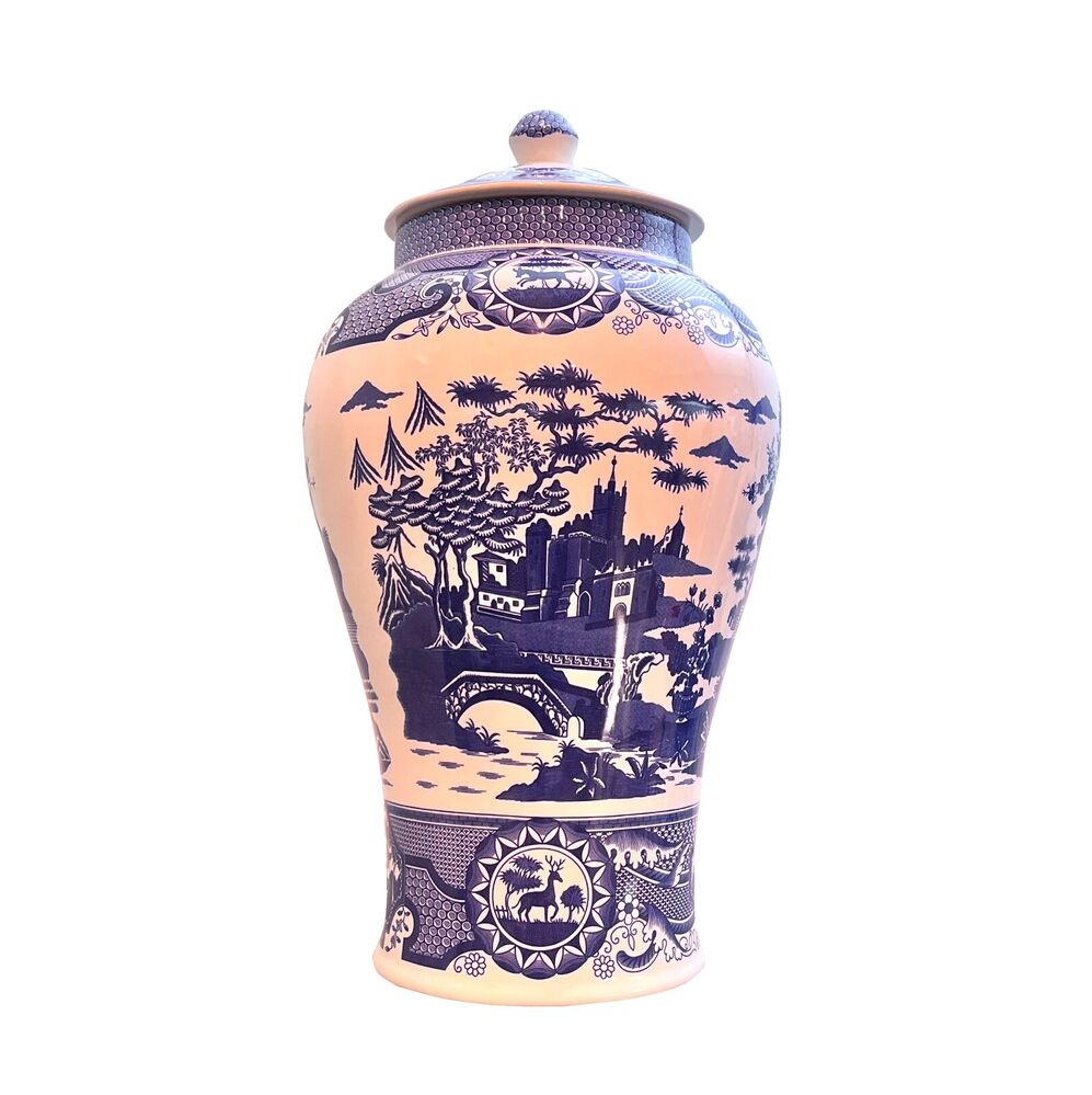 Spode Blue Italian Archive - Gothic Castle Ginger Jar - 30cm