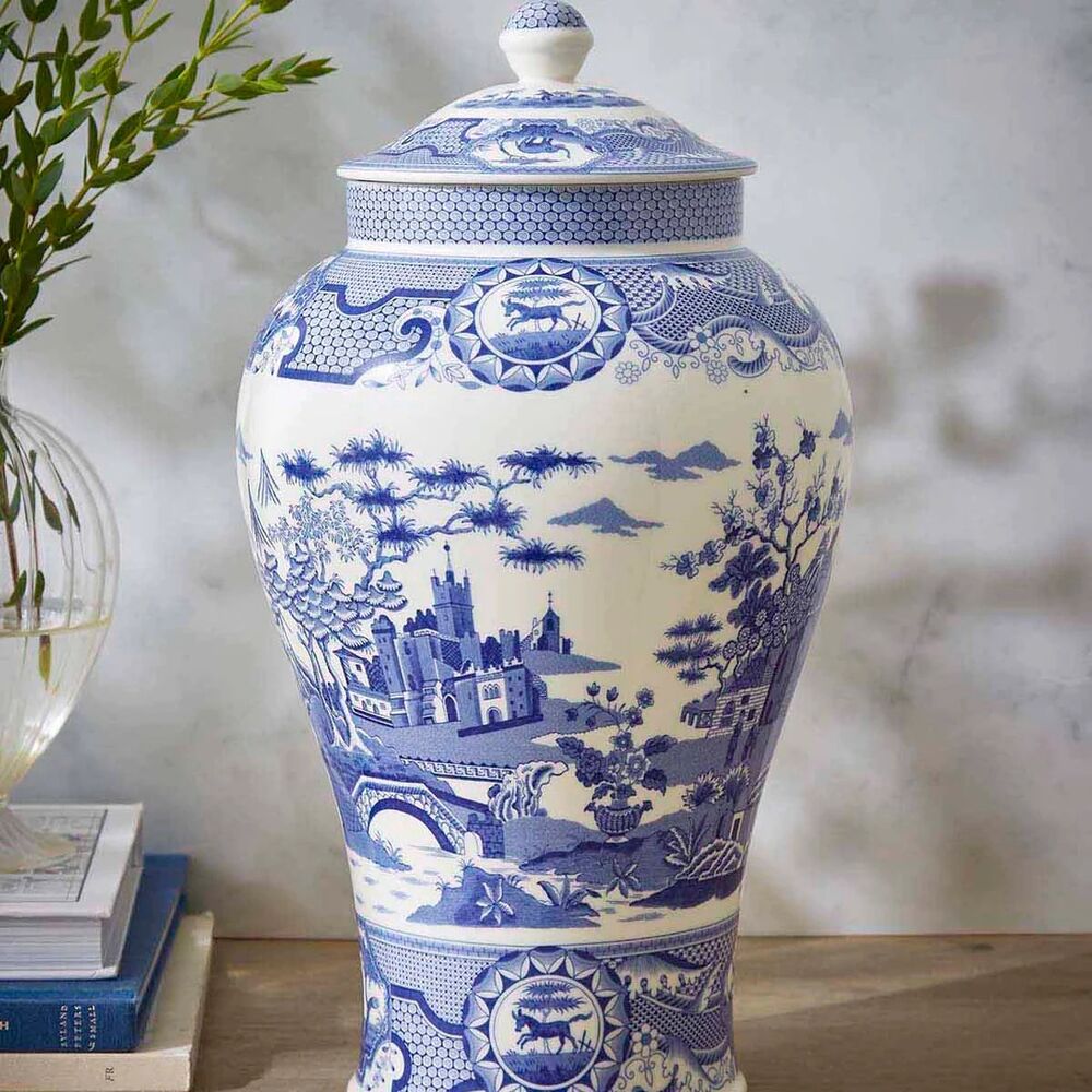 Spode Blue Italian Archive - Gothic Castle Ginger Jar - 30cm