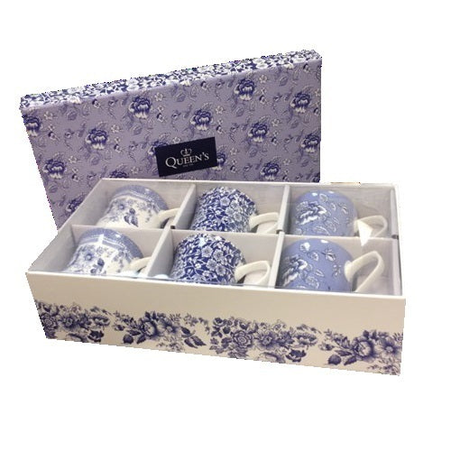 Queens By Churchill Blue Story - Royale Mugs Set of 6