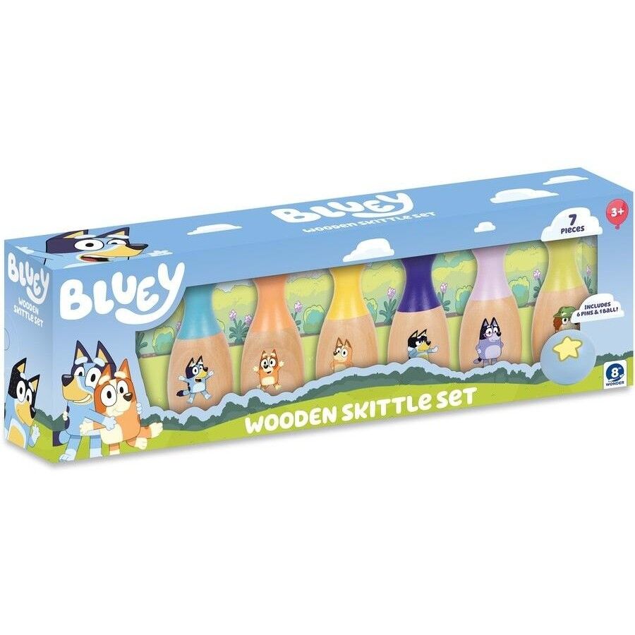 Bluey Wooden Bowling Pin Set