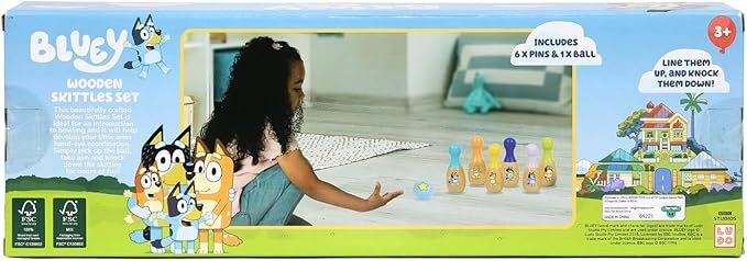 Bluey Wooden Bowling Pin Set