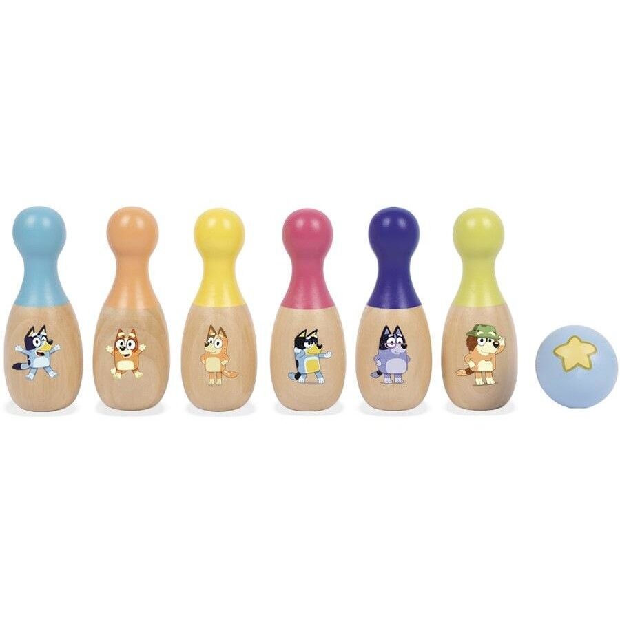 Bluey Wooden Bowling Pin Set