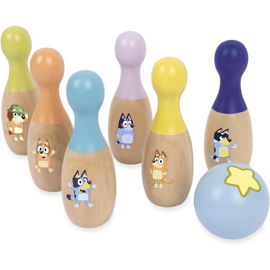 Bluey Wooden Bowling Pin Set