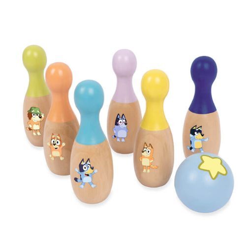 Bluey Wooden Bowling Pin Set