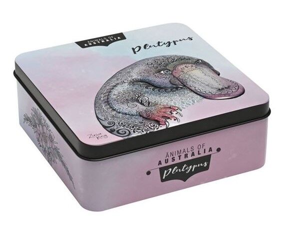 Banksia Red Macadamia Butter Finger Biscuit Tin - Animals of Australia Platypus