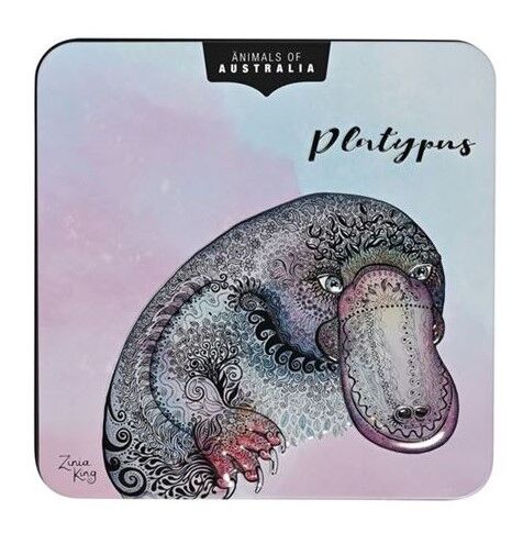 Banksia Red Macadamia Butter Finger Biscuit Tin - Animals of Australia Platypus