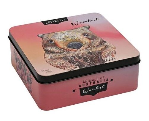 Banksia Red Macadamia Butter Finger Biscuit Tin - Animals of Australia Wombat