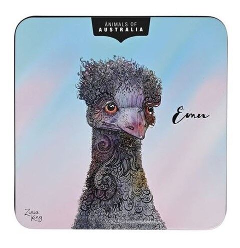 Banksia Red Lemon Myrtle Butter Finger Biscuit Tin - Animals of Australia Emu