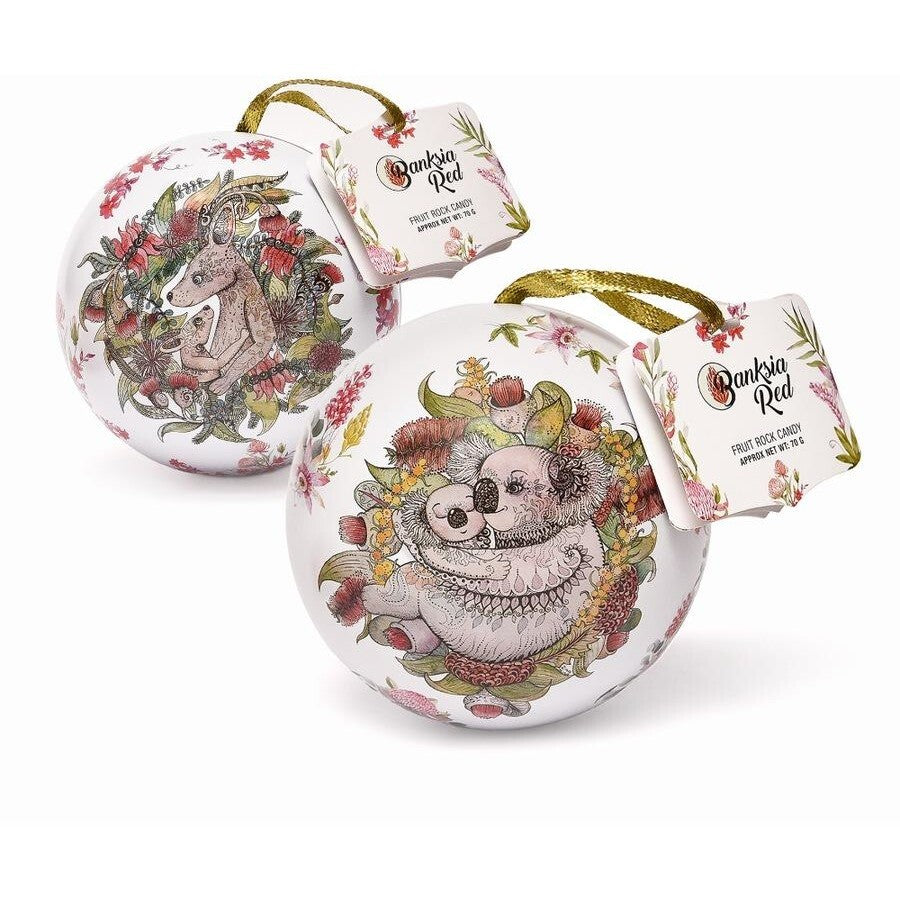 Banksia Red Rock Candy Bauble - Australian Christmas Kangaroo