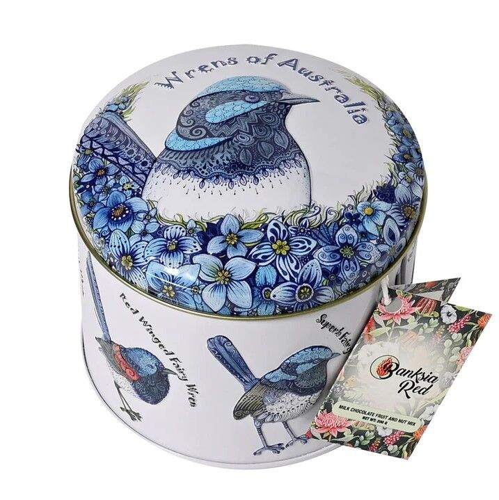 Banksia Red Chocolate Coated Fruit & Nut Mix Tin - Wrens of Australia