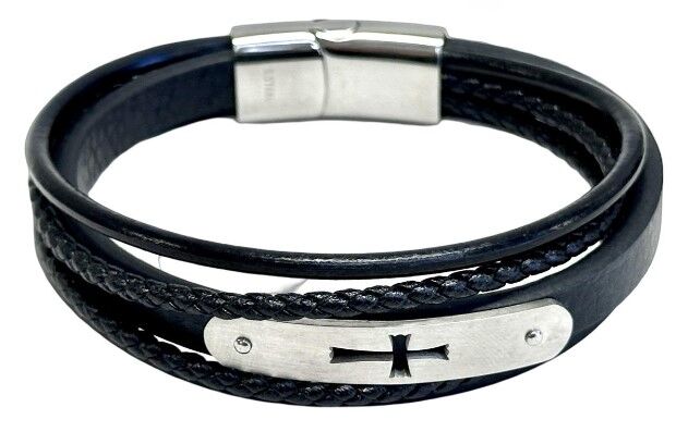 Leather Cross Bracelet