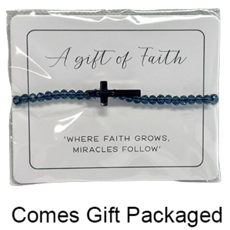 GC Gifts by Gatto - Black Crystal Beads & Cross Bracelet