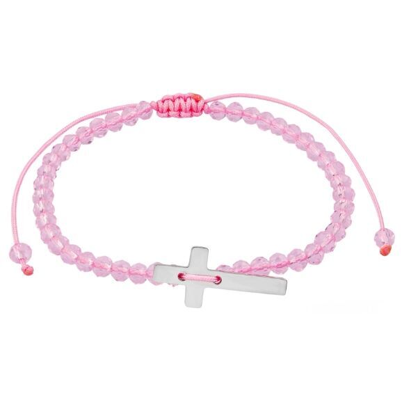 GC Gifts by Gatto - Pink Crystal Beads & Cross Bracelet