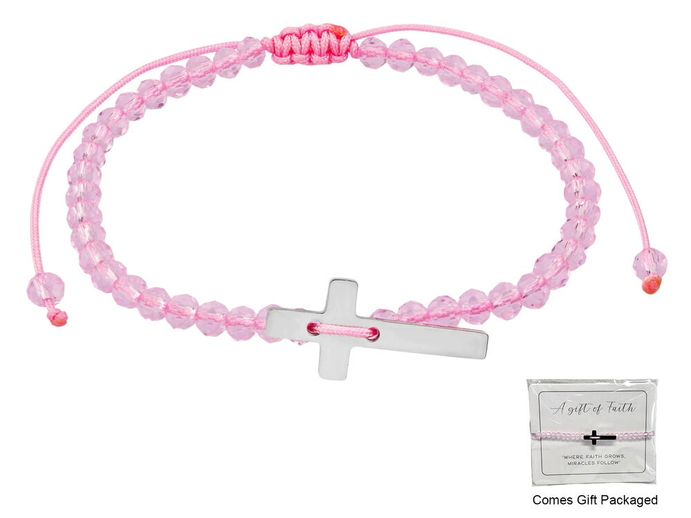 GC Gifts by Gatto - Pink Crystal Beads & Cross Bracelet