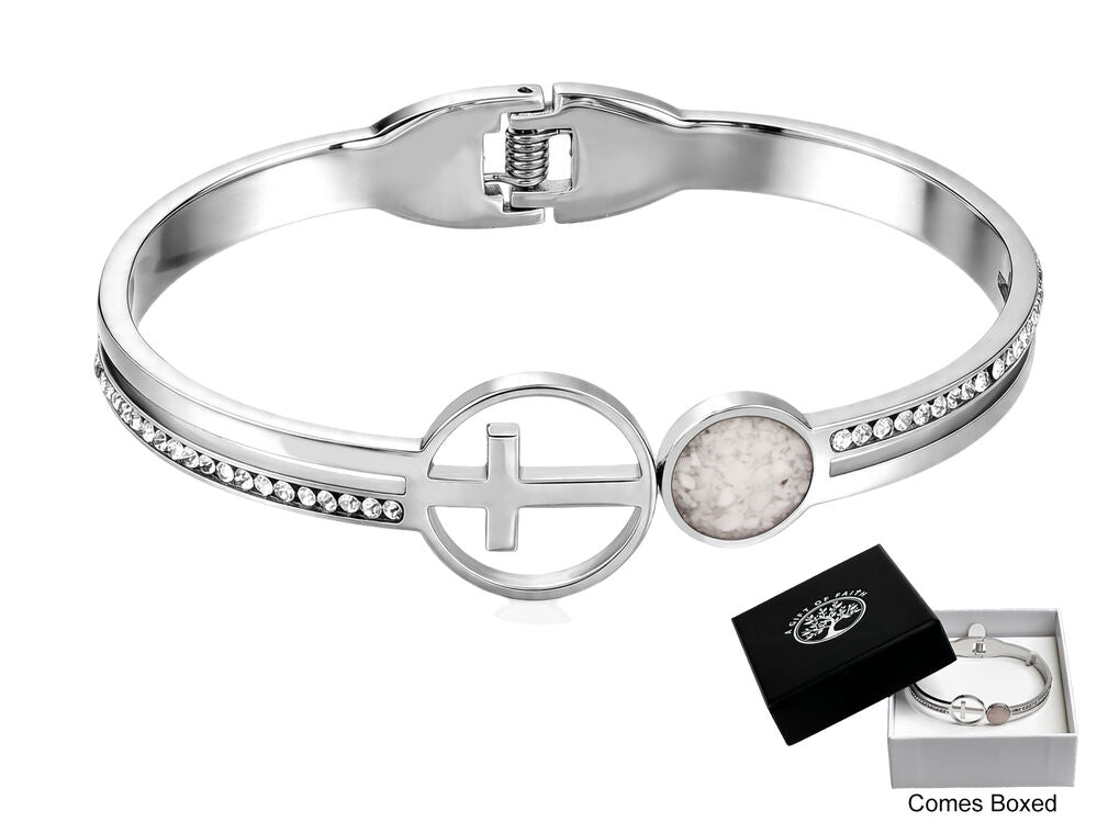 GC Gifts by Gatto - White Howlet & Cross Bracelet