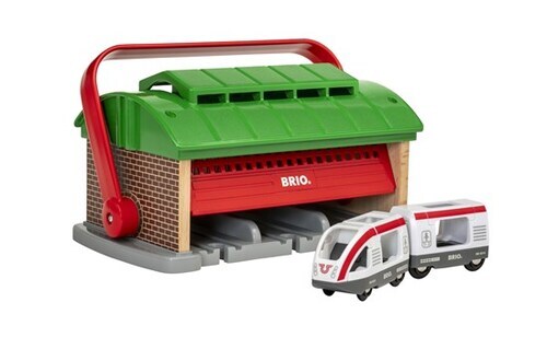 BRIO World Destination - Train Garage with Handle