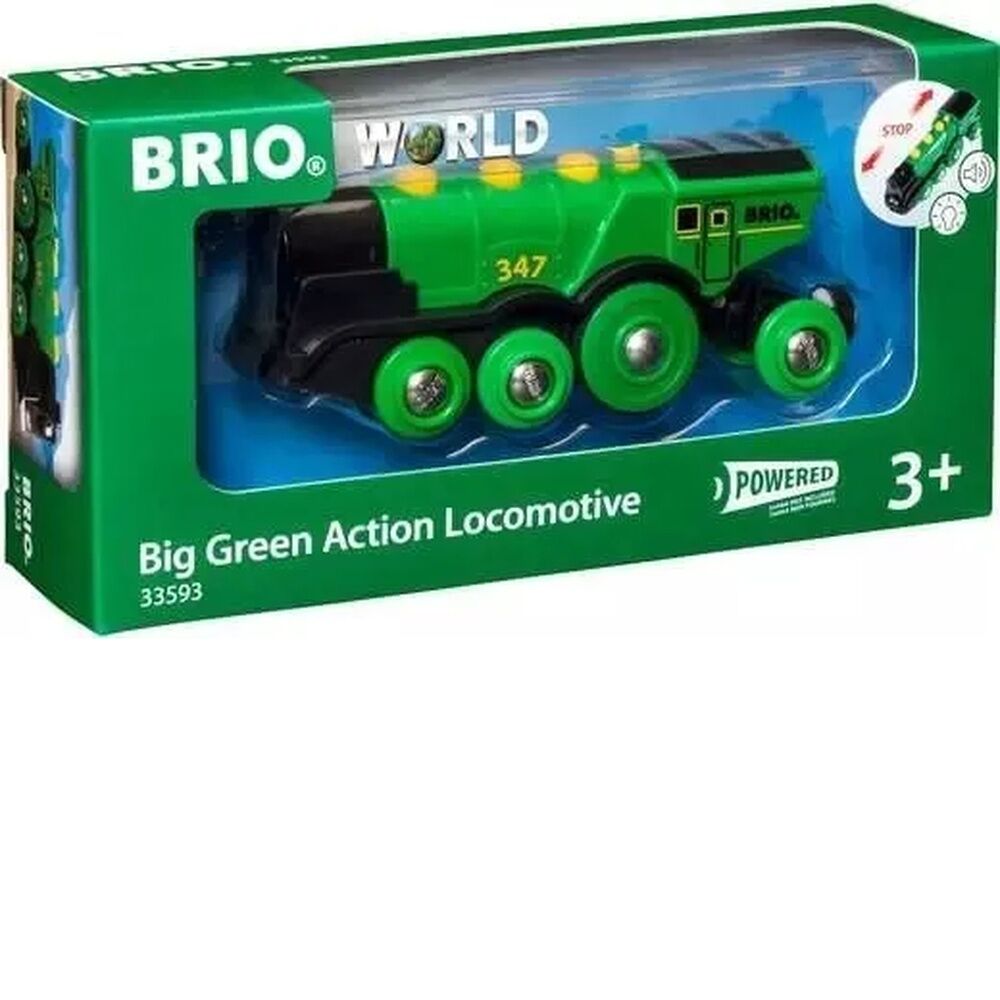 BRIO World Train - Big Green Battery Powered Action Locomotive