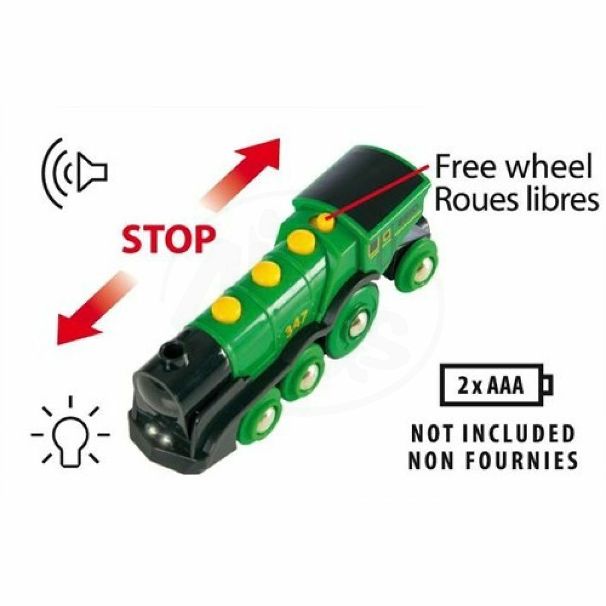 BRIO World Train - Big Green Battery Powered Action Locomotive