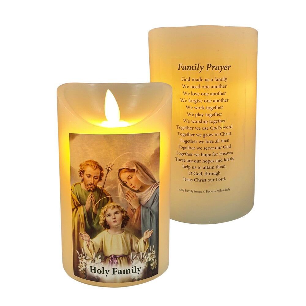 Flickering LED Wax Devotional Candle - Holy Family