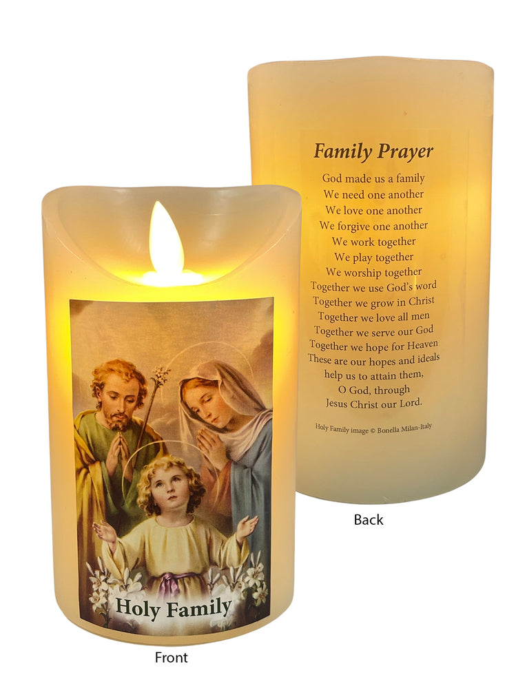 Flickering LED Wax Devotional Candle - Holy Family
