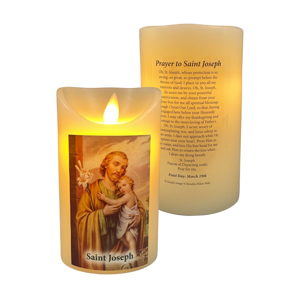 Flickering LED Wax Devotional Candle - Saint Joseph