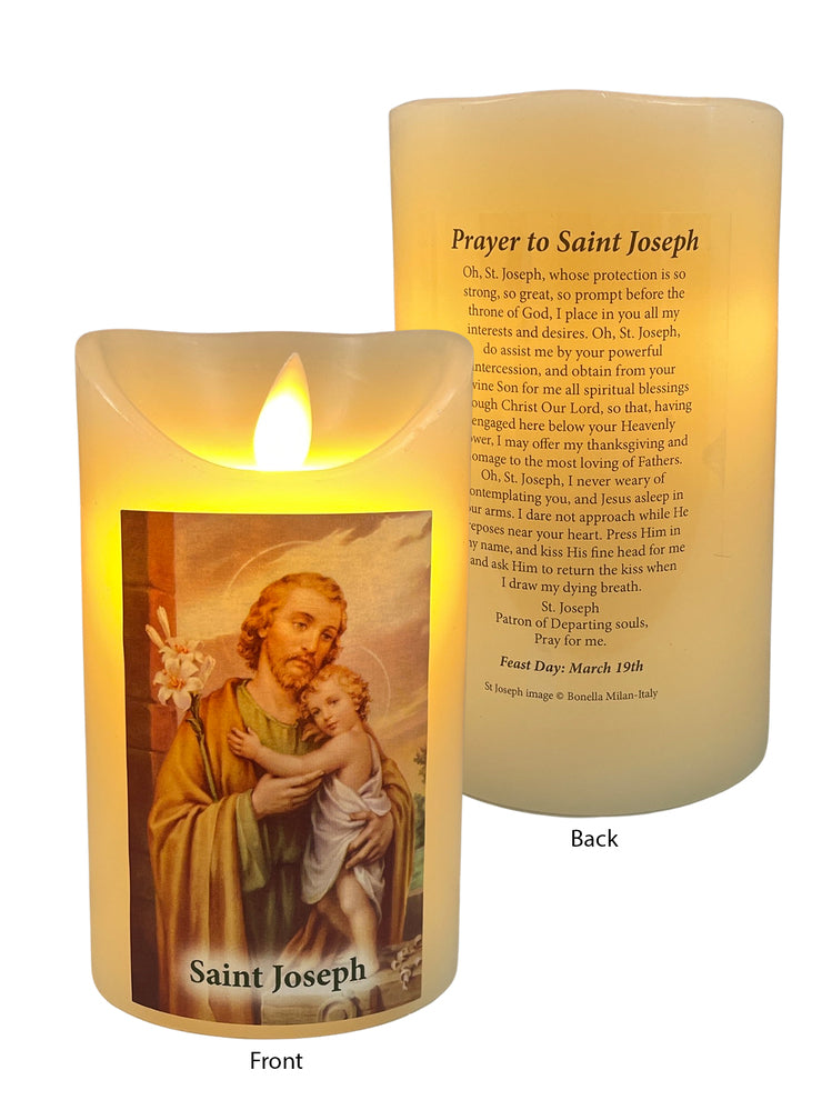 Flickering LED Wax Devotional Candle - Saint Joseph