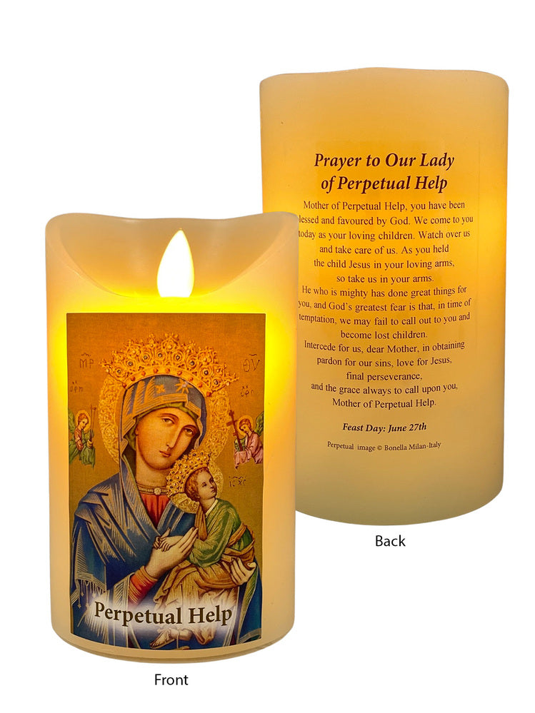Flickering LED Wax Devotional Candle - Our Lady of Perpetual Help