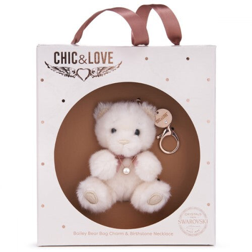 Bailey Bear Bag Charm & Necklace Gift Set - June