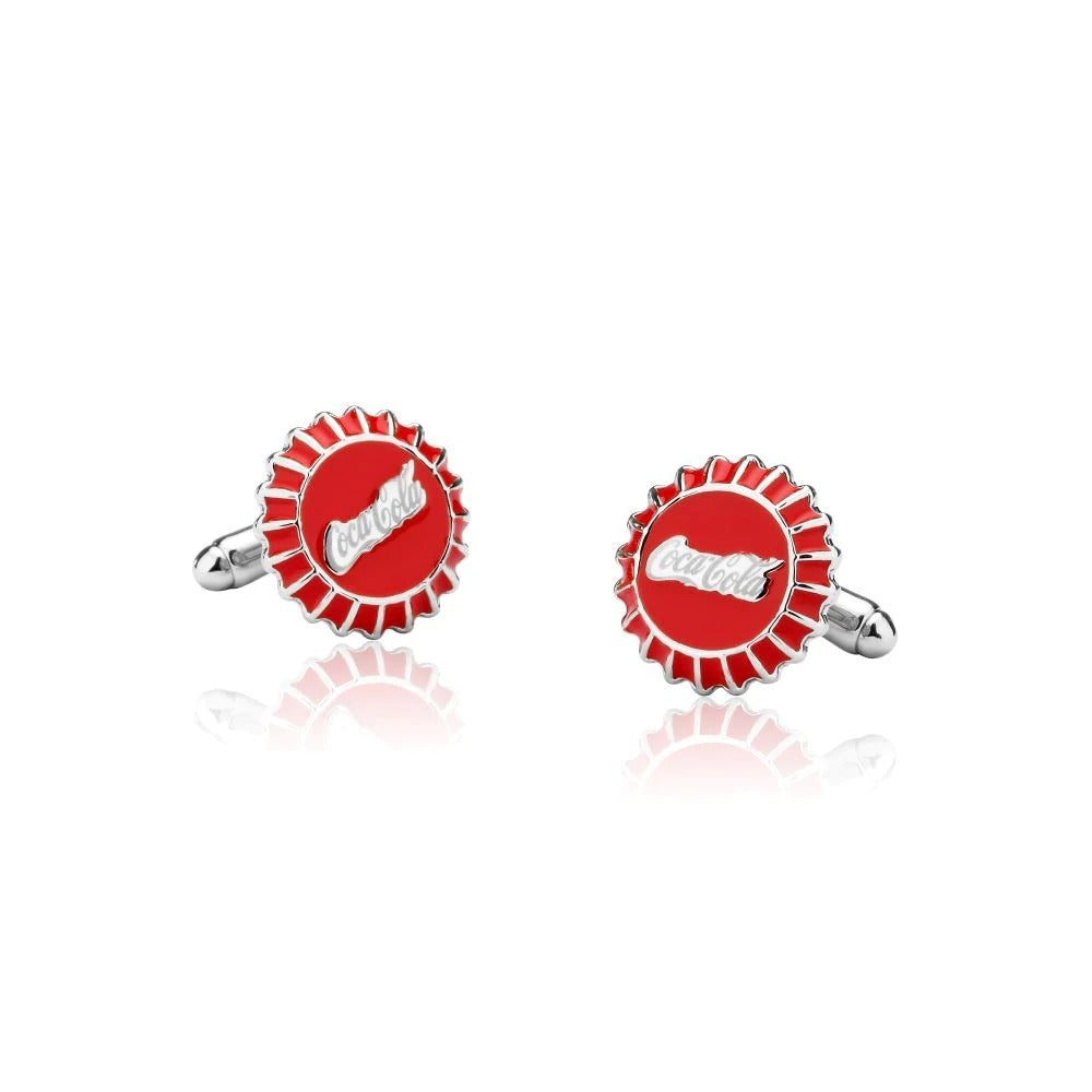 Couture Kingdom - Coca Cola - Bottle Cap Cufflinks White Gold