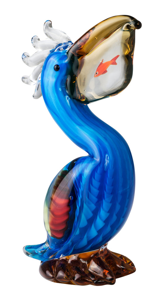 Zibo Glass Ornament - Pelican with Fish
