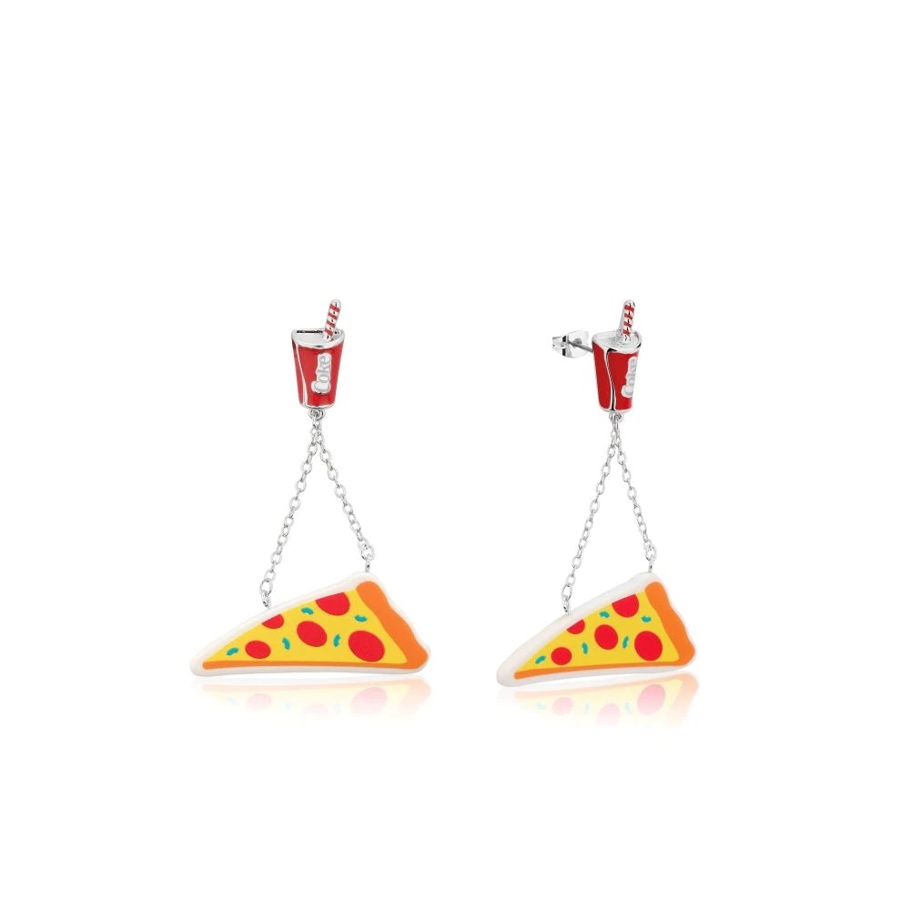 Couture Kingdom - Coca Cola - Coke and a Pizza Drop Earrings White Gold