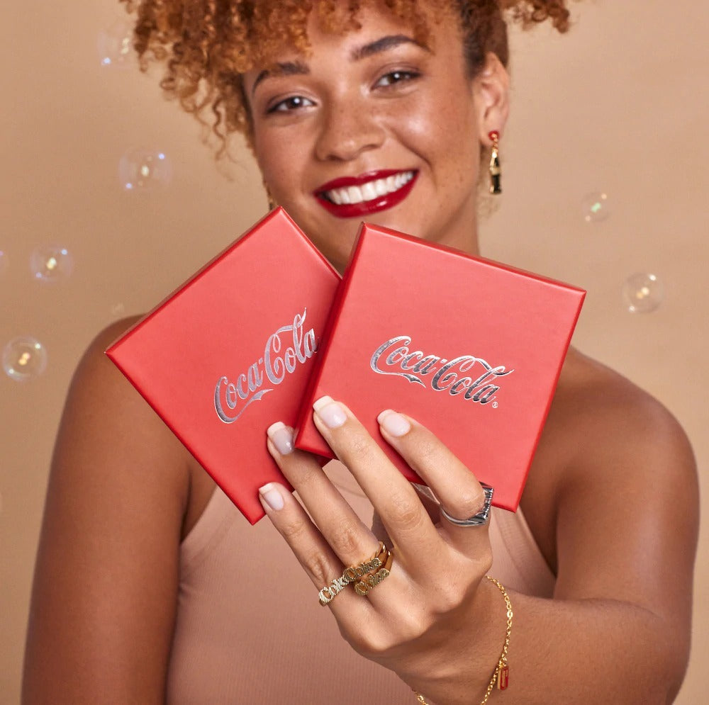 Couture Kingdom - Coca Cola - Coke and a Pizza Drop Earrings White Gold