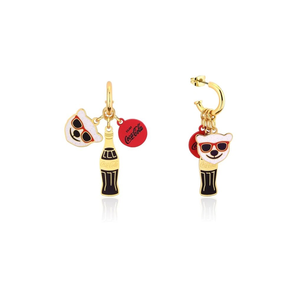 Couture Kingdom - Coca Cola - Polar Bear Trio Charm Hoop Earrings Yellow Gold