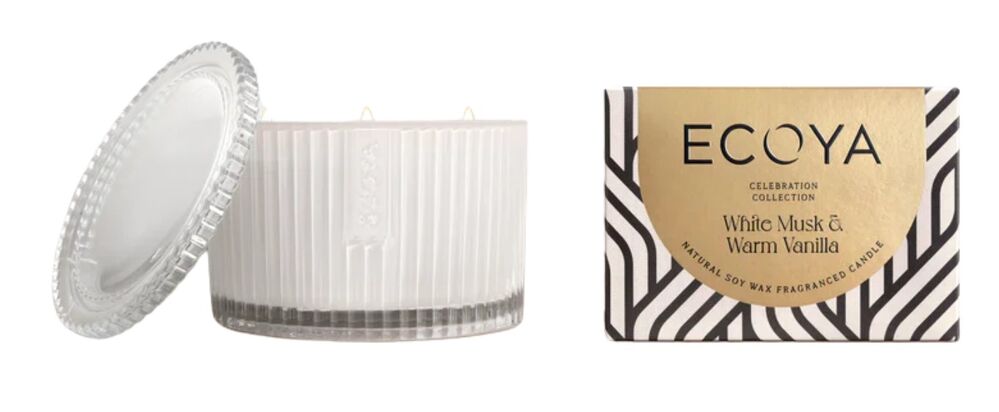 Ecoya Grand Celebration Candle - Special Edition White Musk & Warm Vanilla