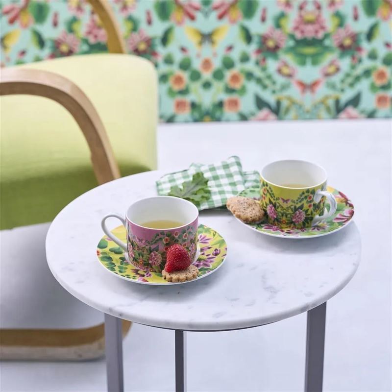 Designers Guild Ikebana Damask - Tea Cup & Saucer (Set of 2)