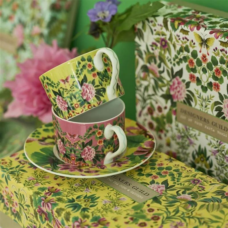 Designers Guild Ikebana Damask - Tea Cup & Saucer (Set of 2)