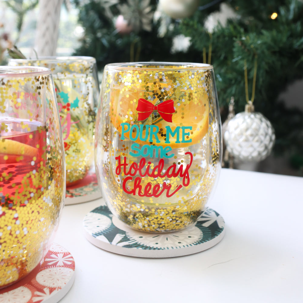 Splosh Christmas - Christmas Cheers Stemless Wine Glass