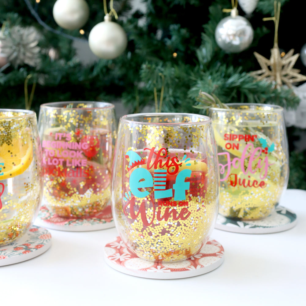 Splosh Christmas - Christmas Elf Stemless Wine Glass