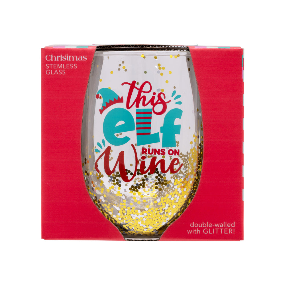 Splosh Christmas - Christmas Elf Stemless Wine Glass