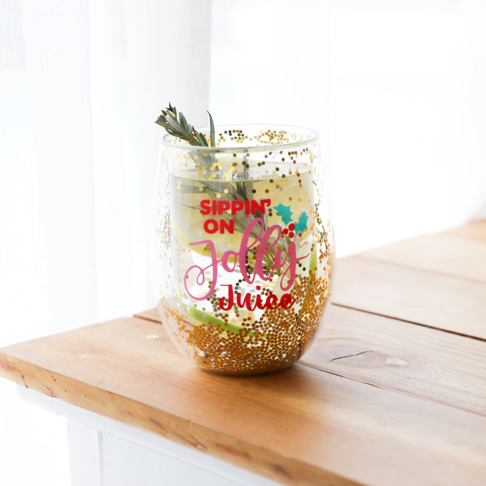 Splosh Christmas - Christmas Jolly Stemless Wine Glass