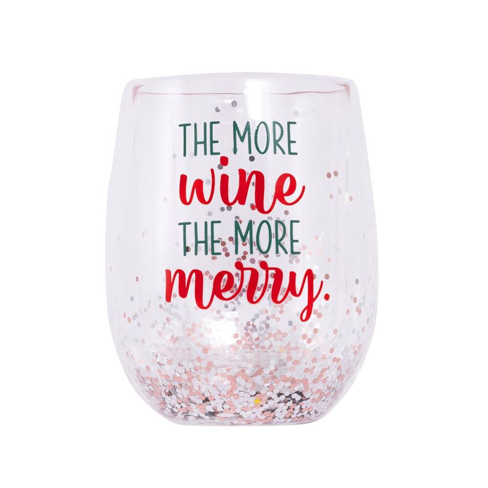Splosh Christmas Stemless Glass - The More Wine The More Merrier