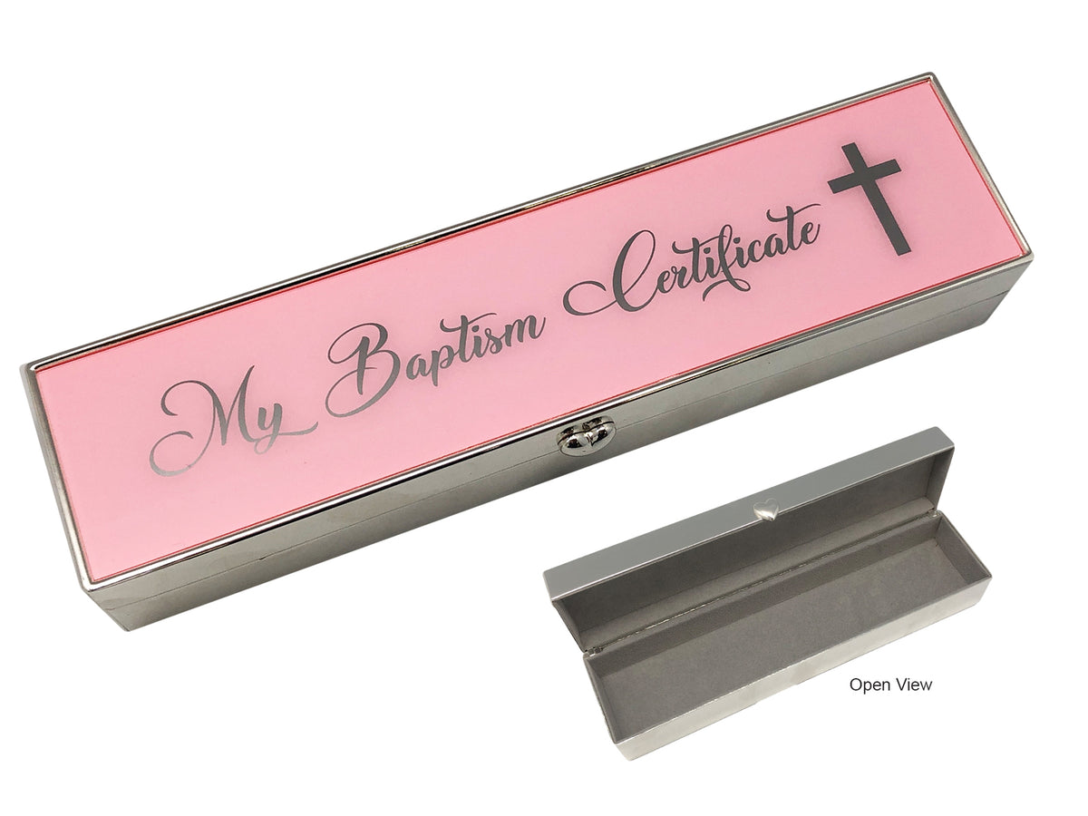 Baptism Certificate Box - Pink