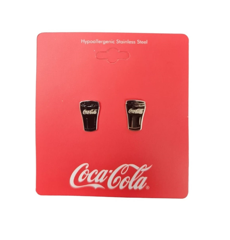 Couture Kingdom - Coca Cola - Coke Glass Stud Earrings White Gold
